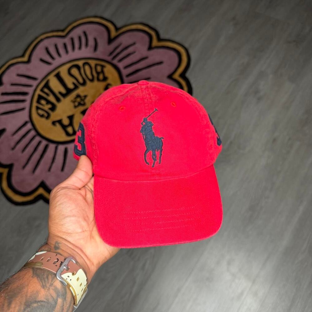 Polo Ralph Lauren Embroidered Big Pony Baseball Cap OSFA Red Navy Blue